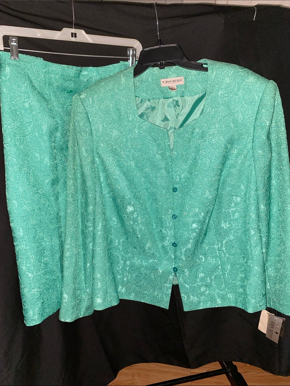 JOHN MEYER OF NORWICH-AQUA 2pcs Garment -Skirt Set